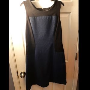 Ann Taylor Black and Blue Colorblock Sleeveless Dress, Size 12